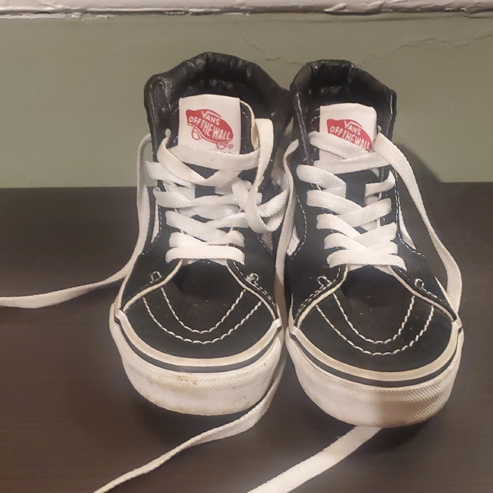 Vans Kids Black and White High-Top Sneakers